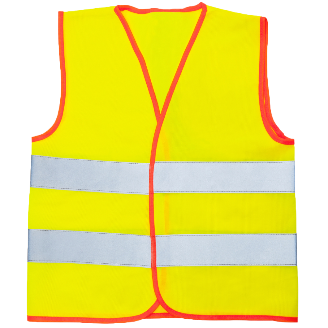 High-visibility yellow safety vest with reflective stripes
